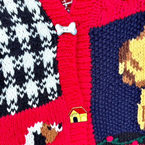 Vintage Dog-Themed Novelty Knit Cardigan by Eagle’s Eye - SZ L - Picture 7 of 12